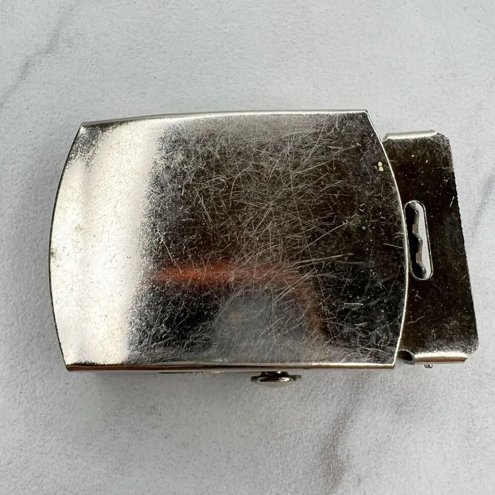 Silver Tone Web Clamp Simple Basic Belt Buckle
